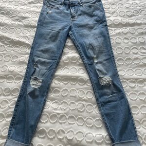 Hollister Light Blue Distressed super skinny crop Jeans